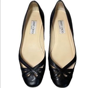 JIMMY CHOO SHOES Jury Ballerina Black Leather Flats. US SIZE 7